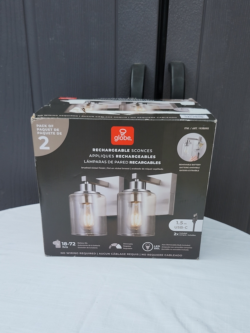 Globe Brushed Nickel Wall Sconces with Clear Glass Shades (Pack of 2)